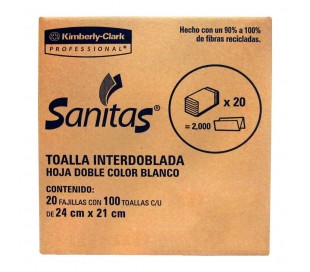 SANITAS TOALLA INTERDOBLADA 20 C0N 100 PZS